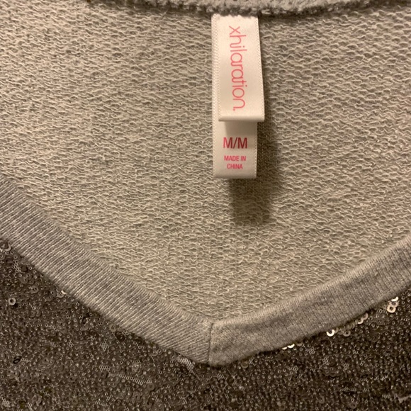Medium Xhilaration v-neck grey sweater with sequin front - Picture 3 of 4